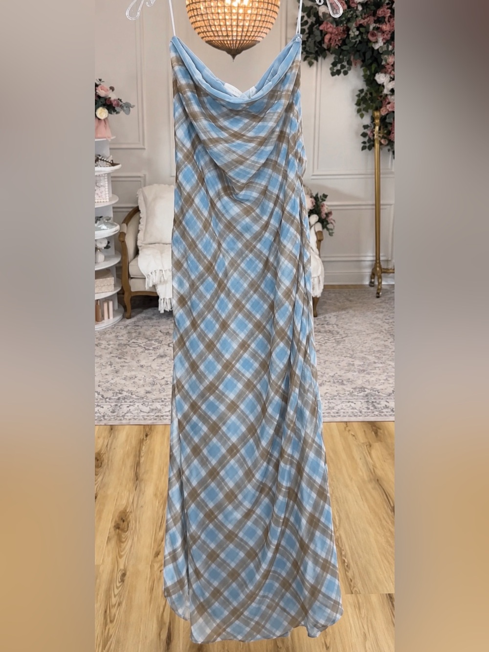 Altar'd State Strapless Plaid Maxi Dress